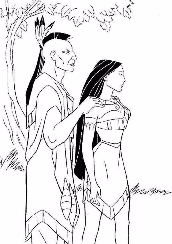 Pocahontas para colorir — desenho para imprimir