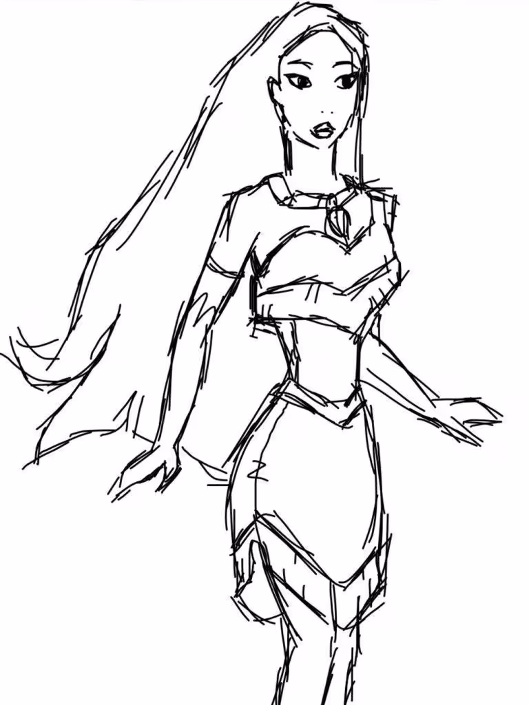 Pocahontas para colorir — desenho para imprimir