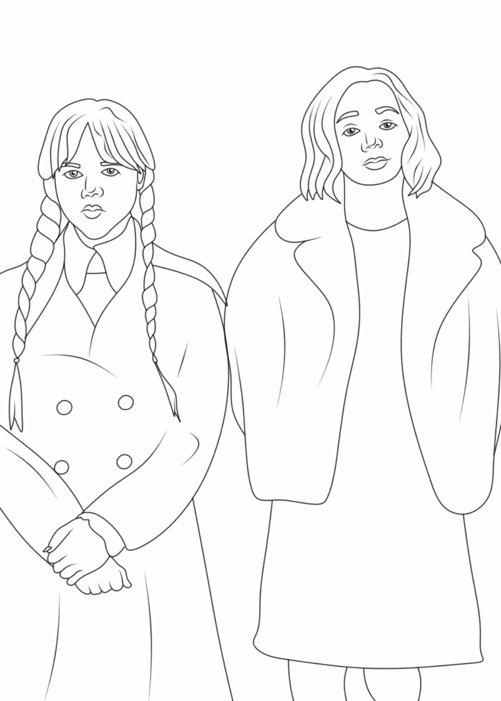 Wandinha para colorir — desenho para imprimir