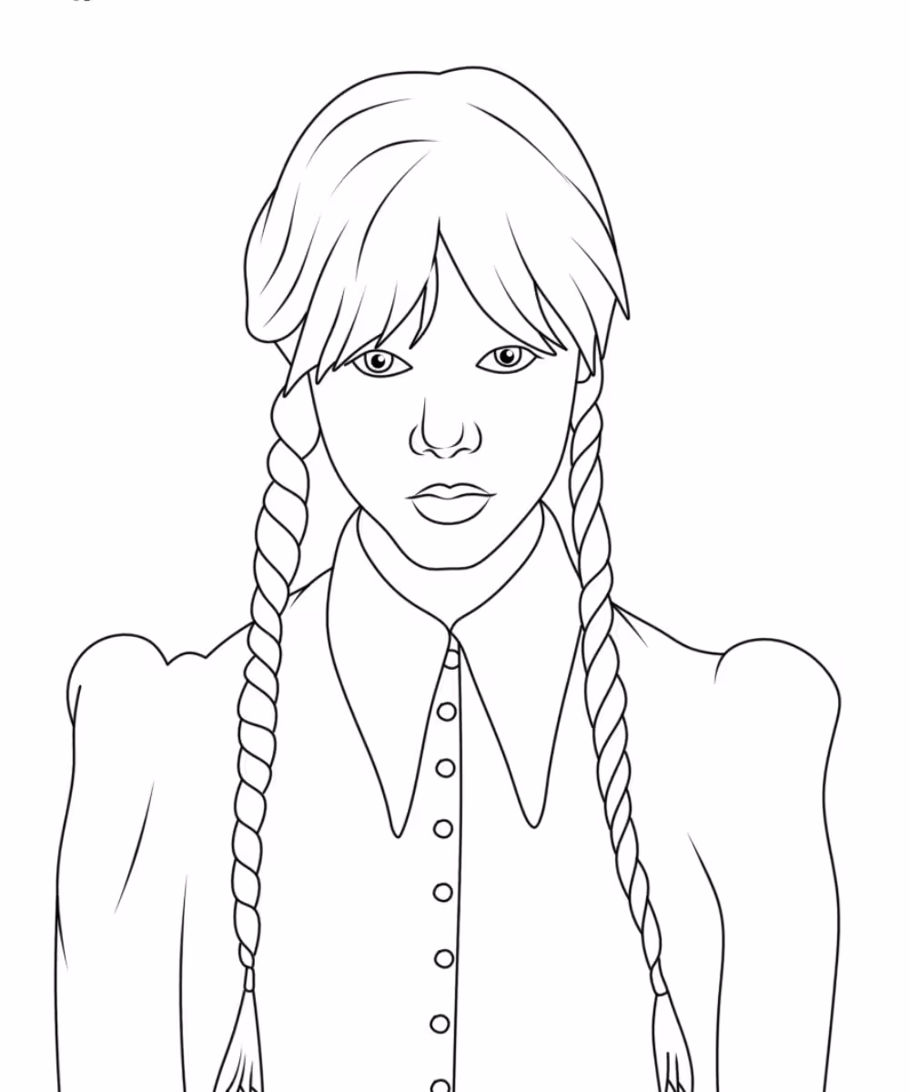 Wandinha para colorir — desenho para imprimir