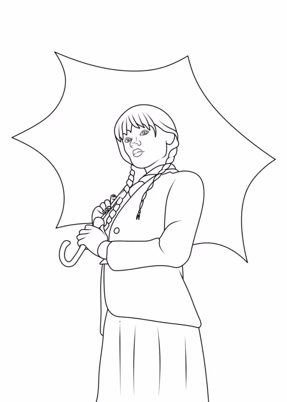 Wandinha para colorir — desenho para imprimir