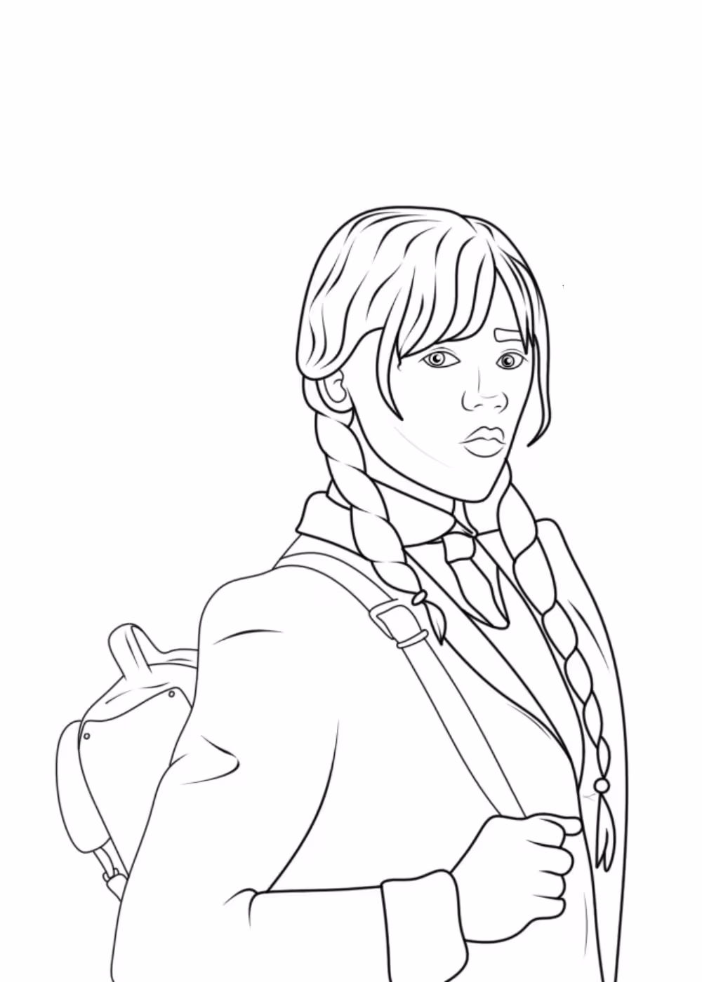 Wandinha para colorir — desenho para imprimir