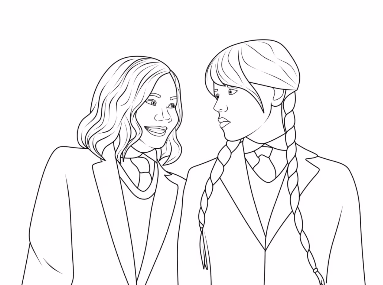 Wandinha para colorir — desenho para imprimir