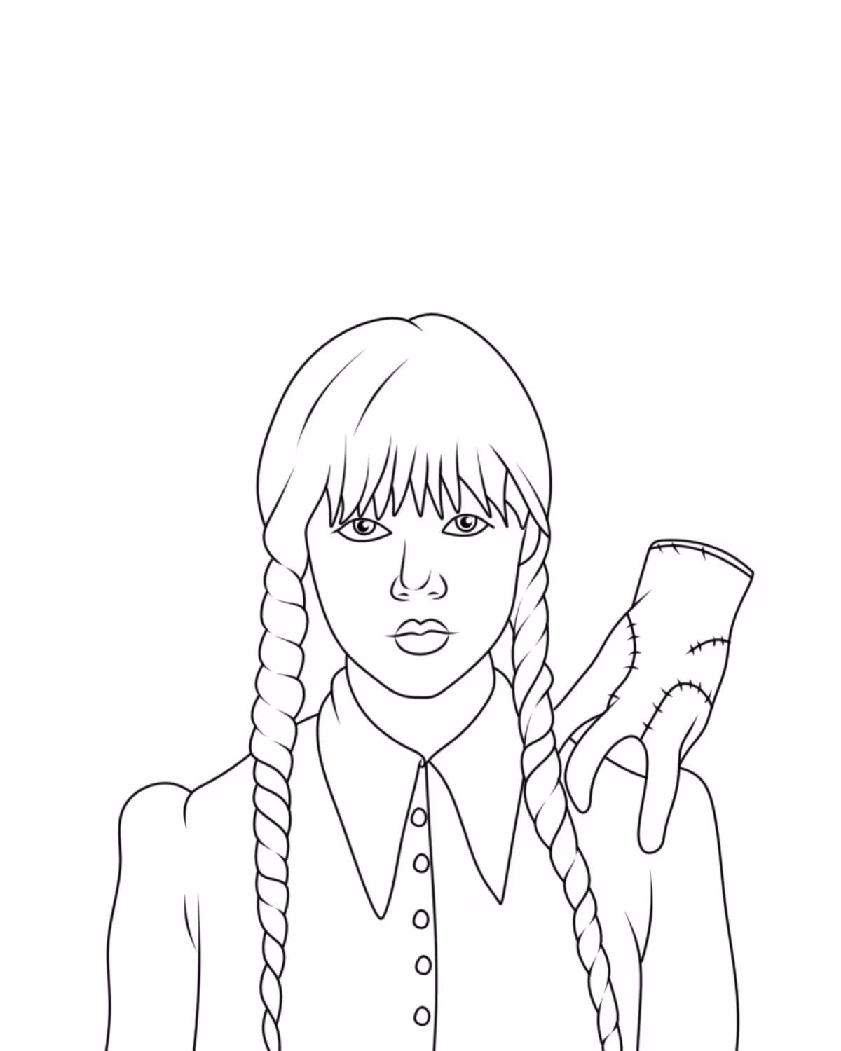 Wandinha para colorir — desenho para imprimir