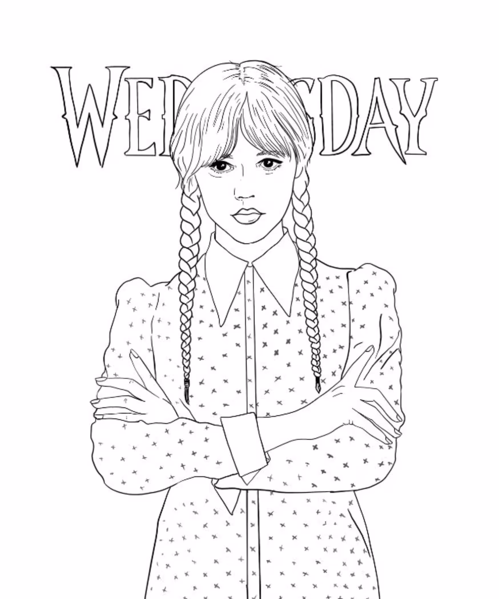 Wandinha para colorir — desenho para imprimir