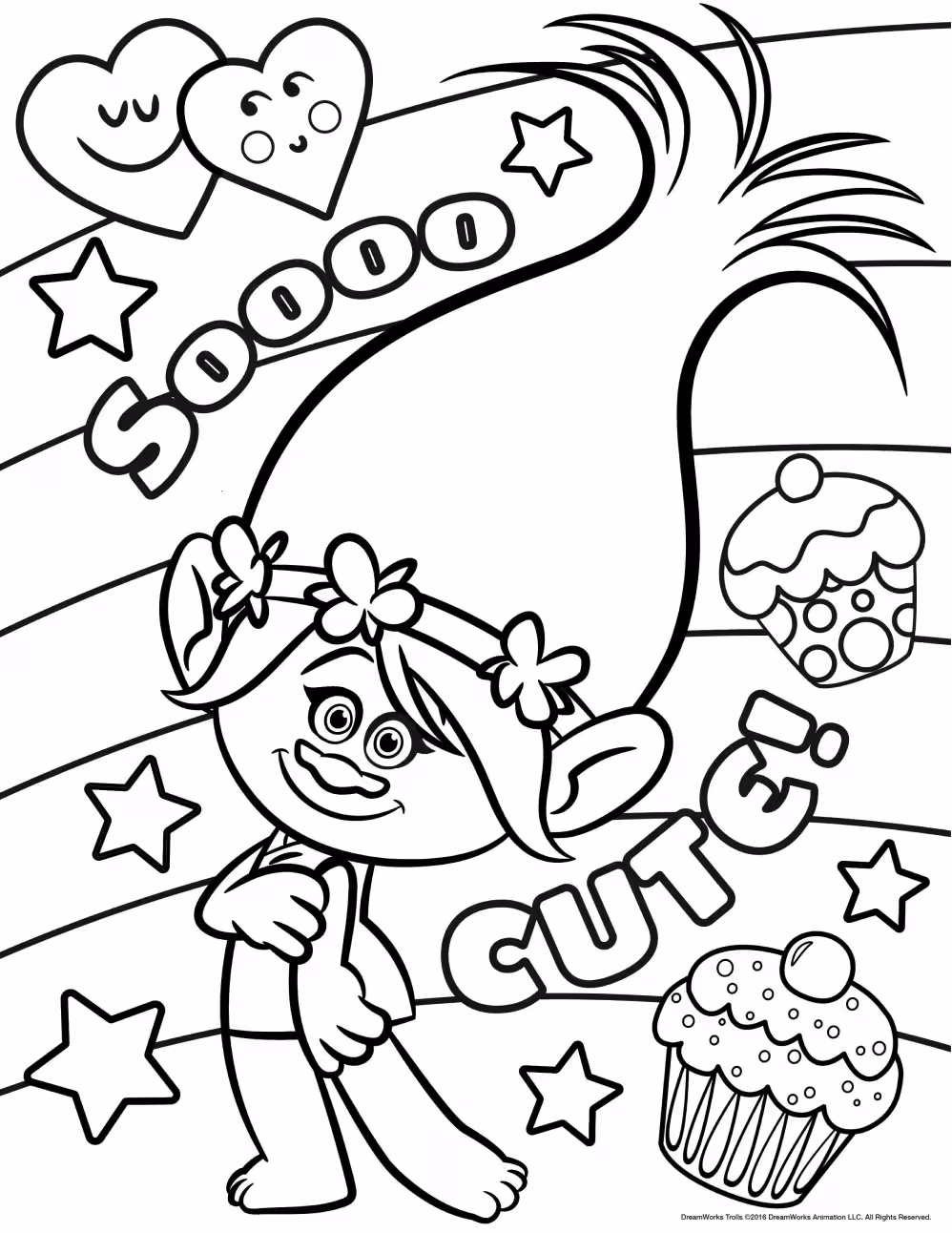 Trolls para colorir — desenho para imprimir