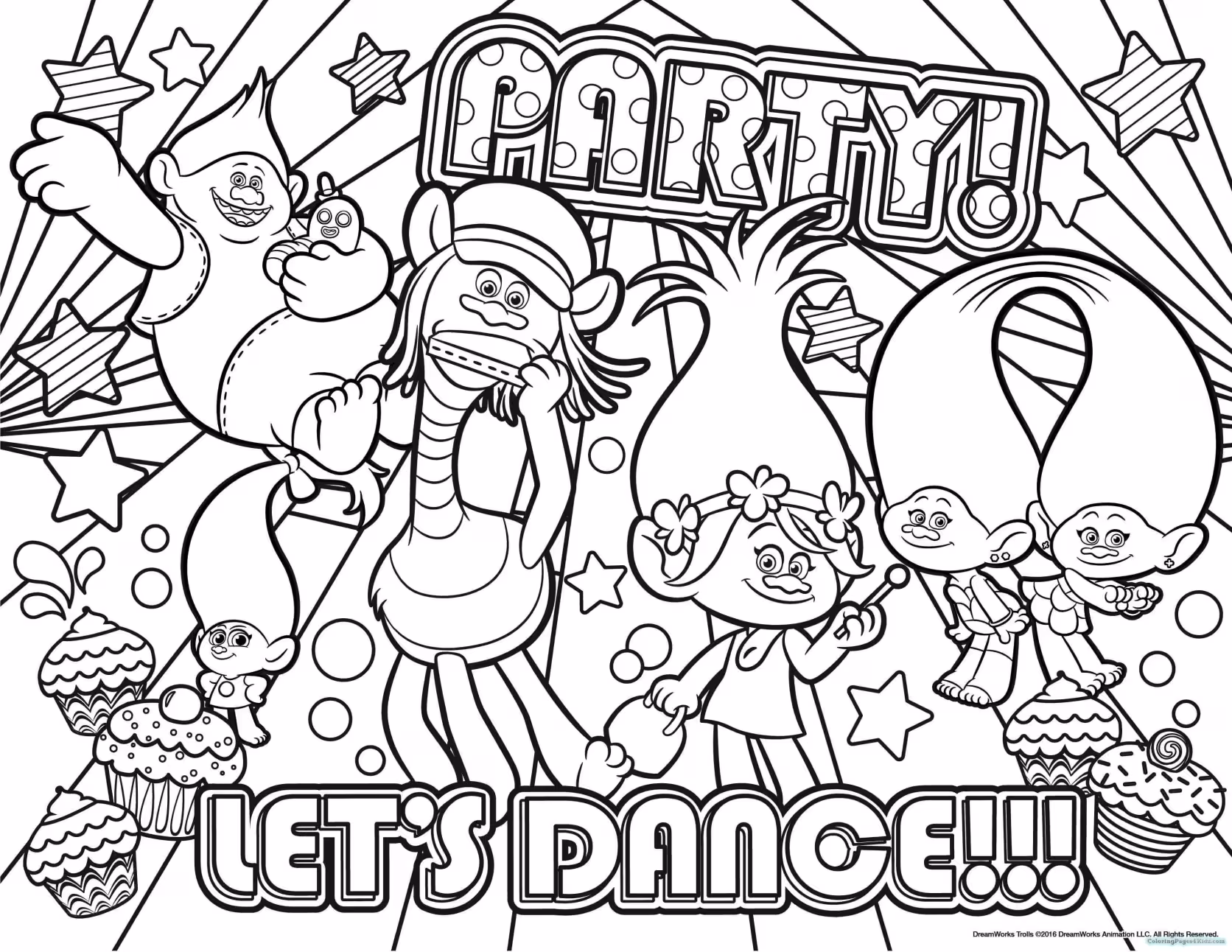 Trolls para colorir — desenho para imprimir