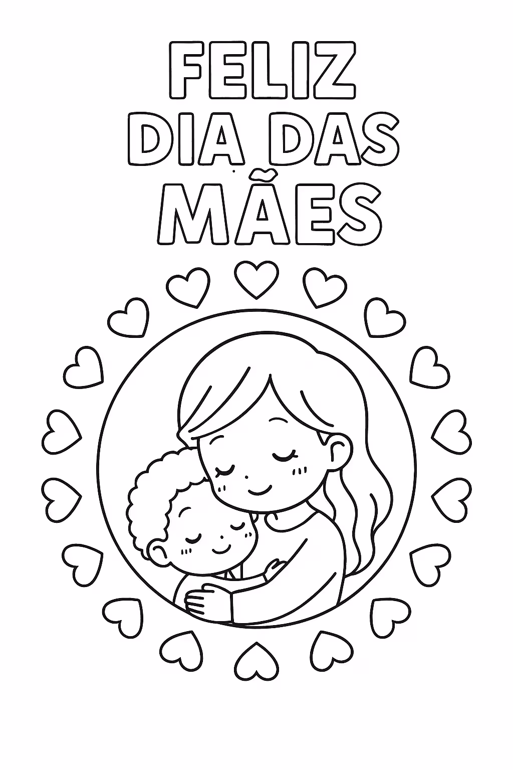 Dia das maes para colorir — desenho para imprimir