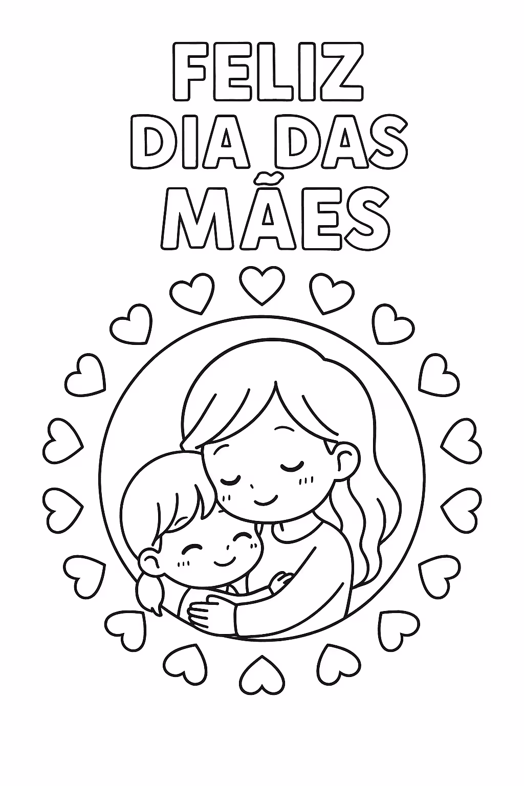 Dia das maes para colorir — desenho para imprimir