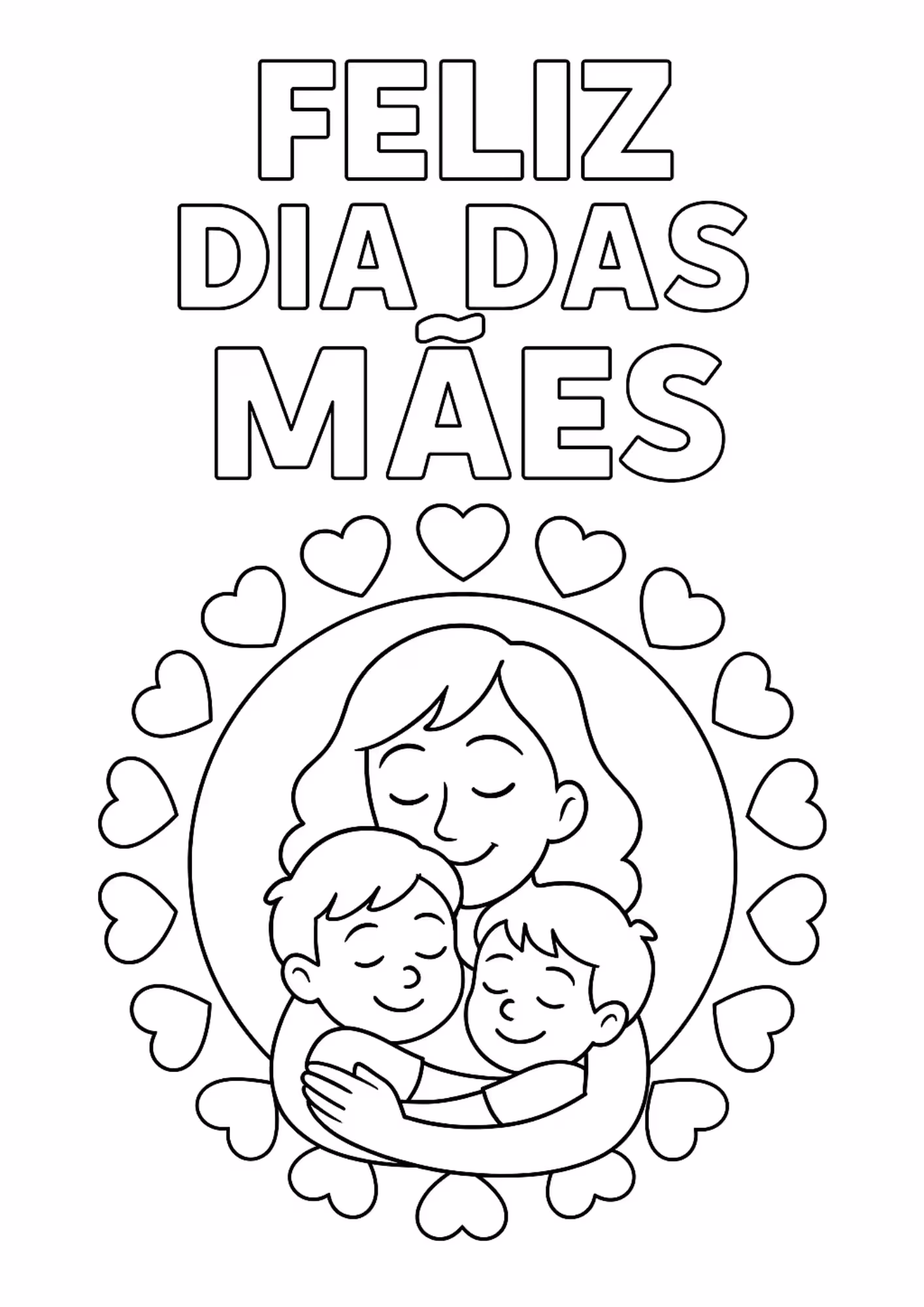 Dia das maes para colorir — desenho para imprimir