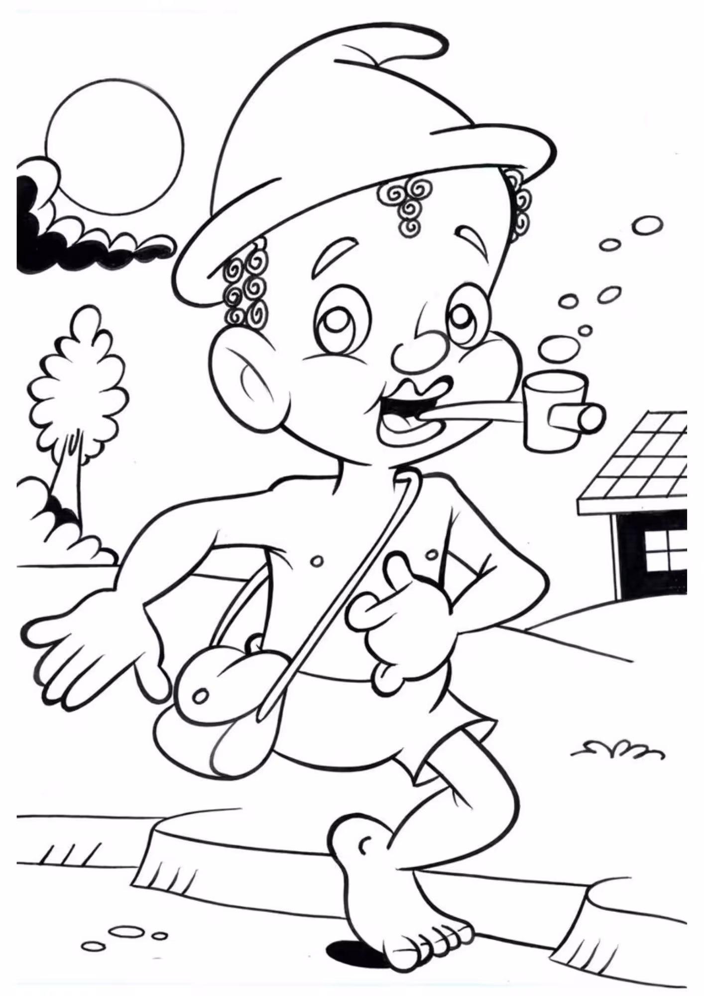 Saci e para colorir — desenho para imprimir