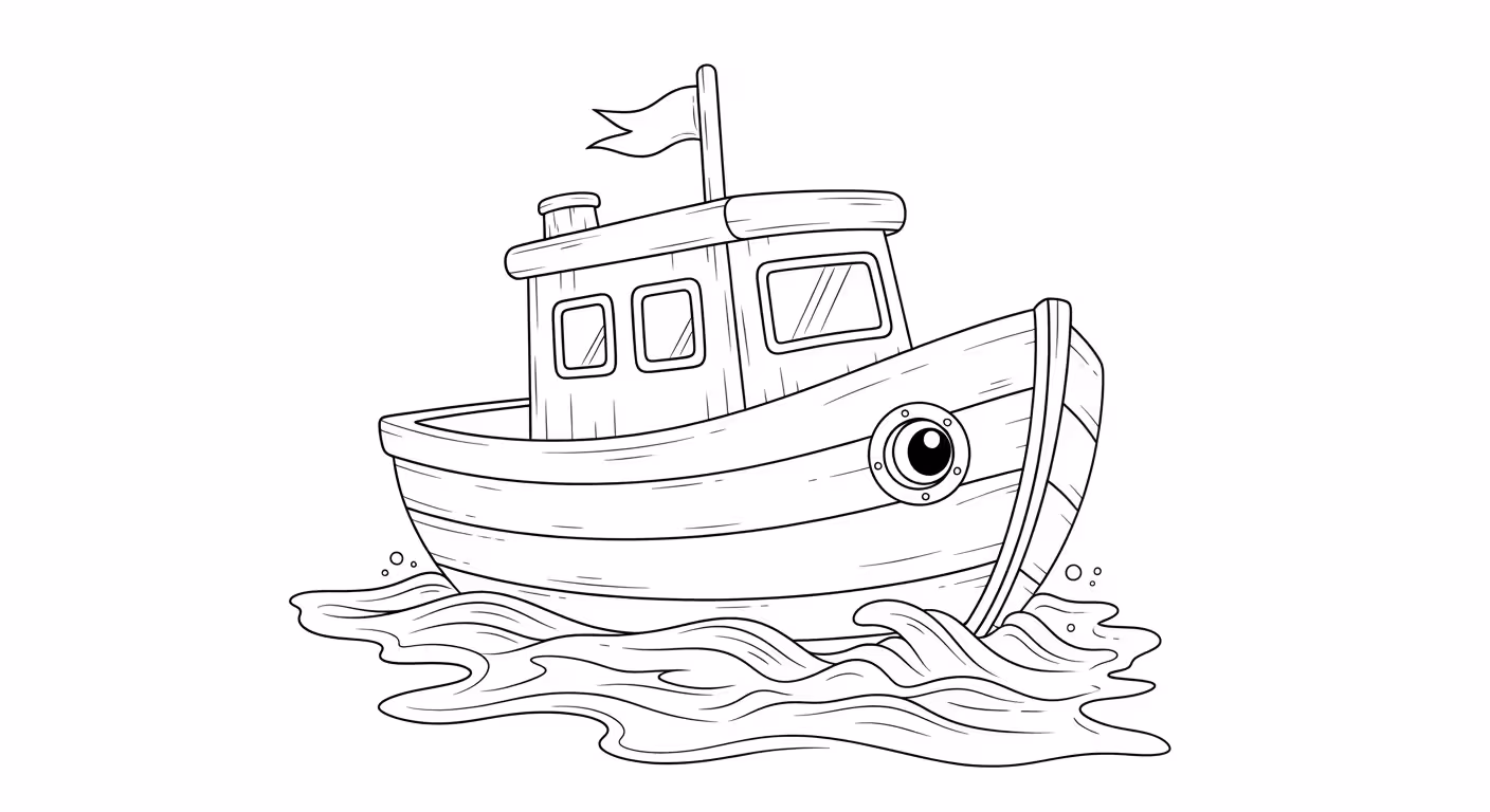 Barco e para colorir — desenho para imprimir