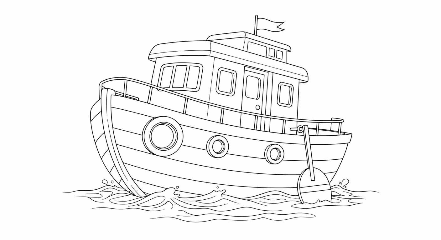 Barco e para colorir — desenho para imprimir