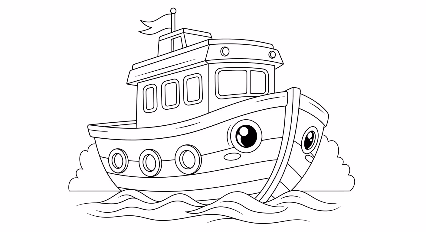 Barco e para colorir — desenho para imprimir