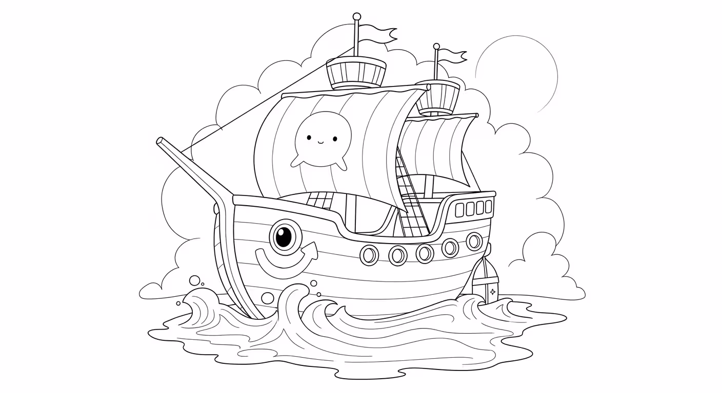 Barco e para colorir — desenho para imprimir