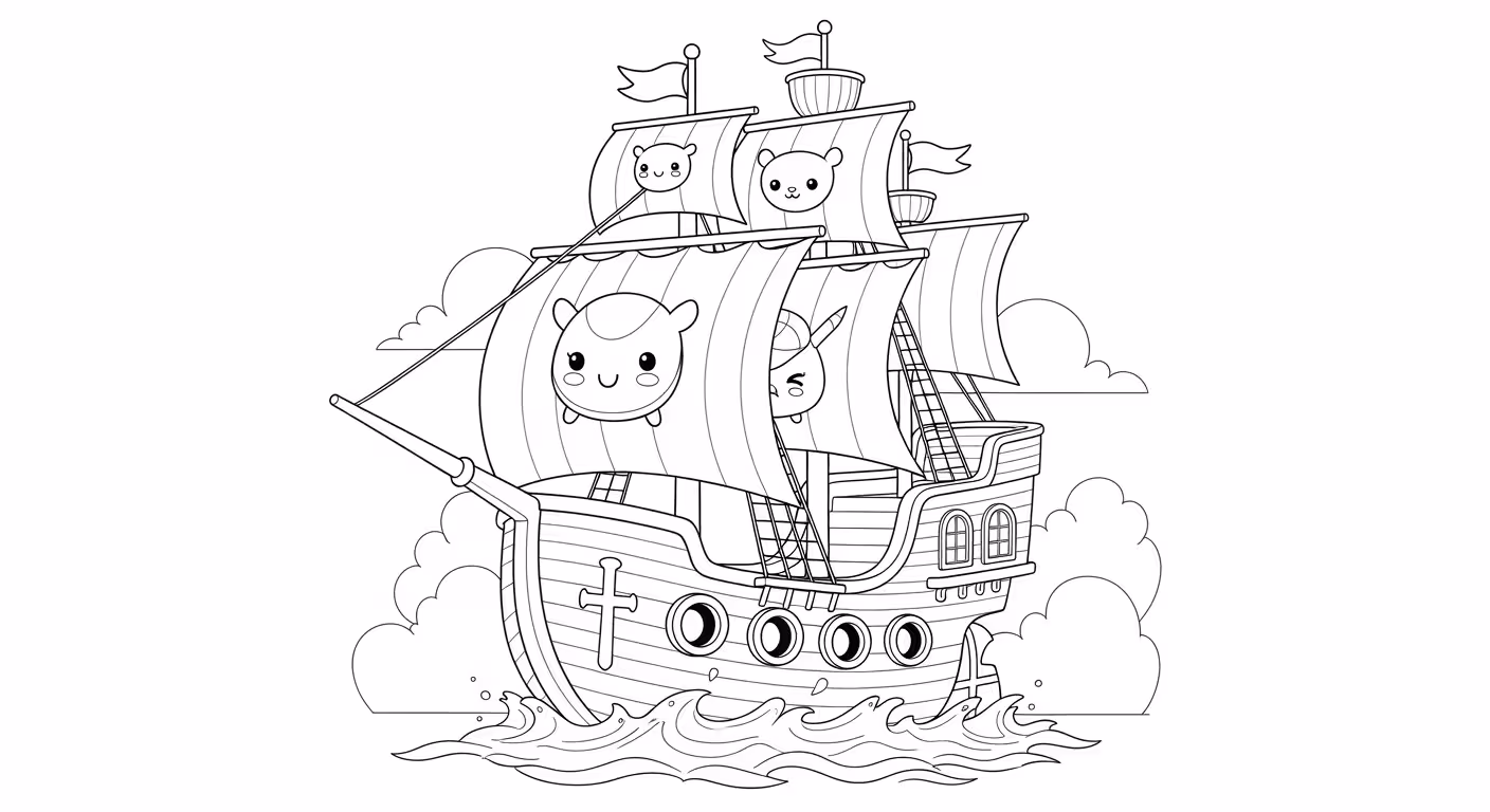 Barco e para colorir — desenho para imprimir