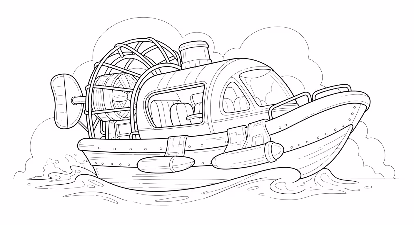 Barco e para colorir — desenho para imprimir