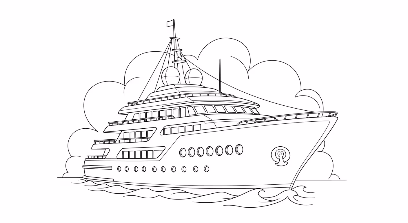Barco e para colorir — desenho para imprimir