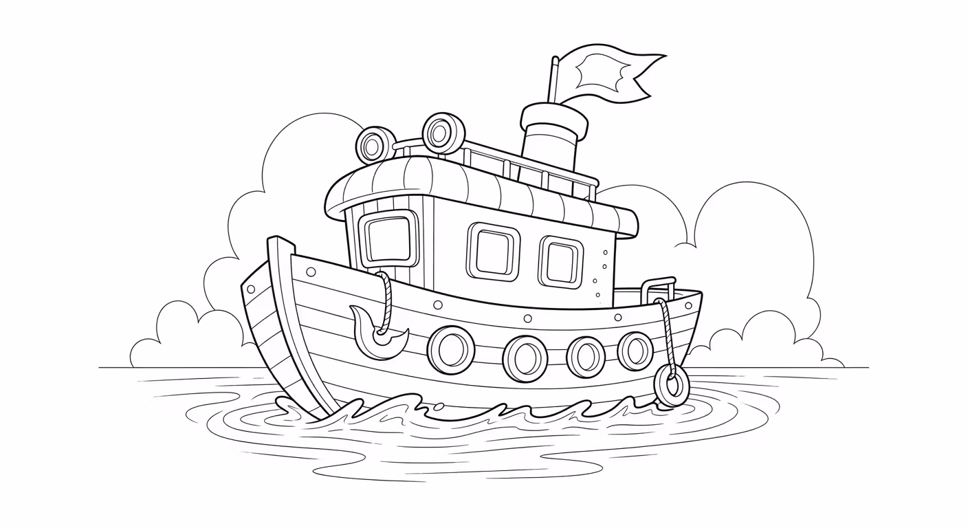 Barco e para colorir — desenho para imprimir