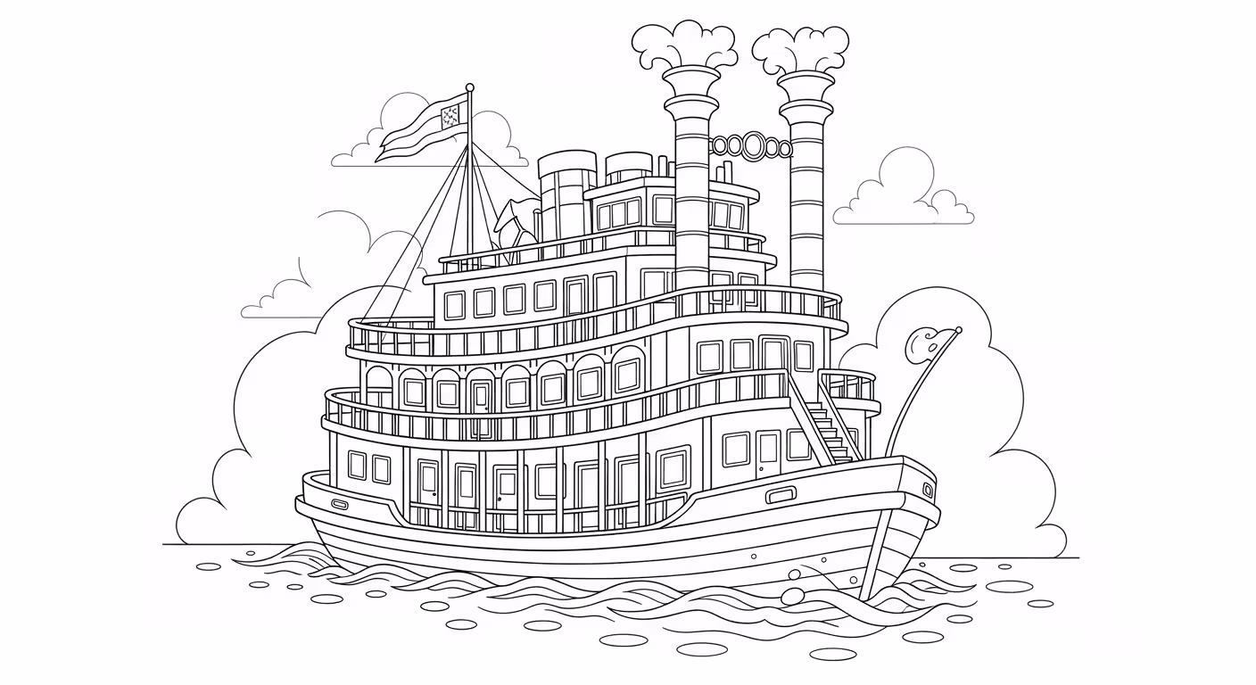 Barco e para colorir — desenho para imprimir