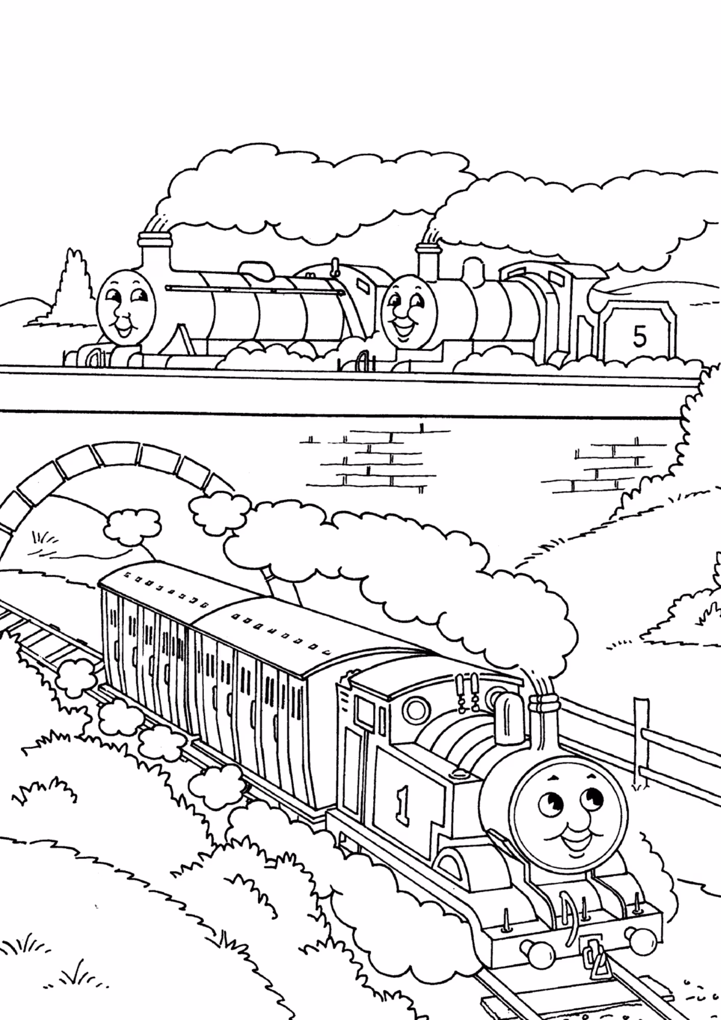 Bob o trem e para colorir — desenho para imprimir