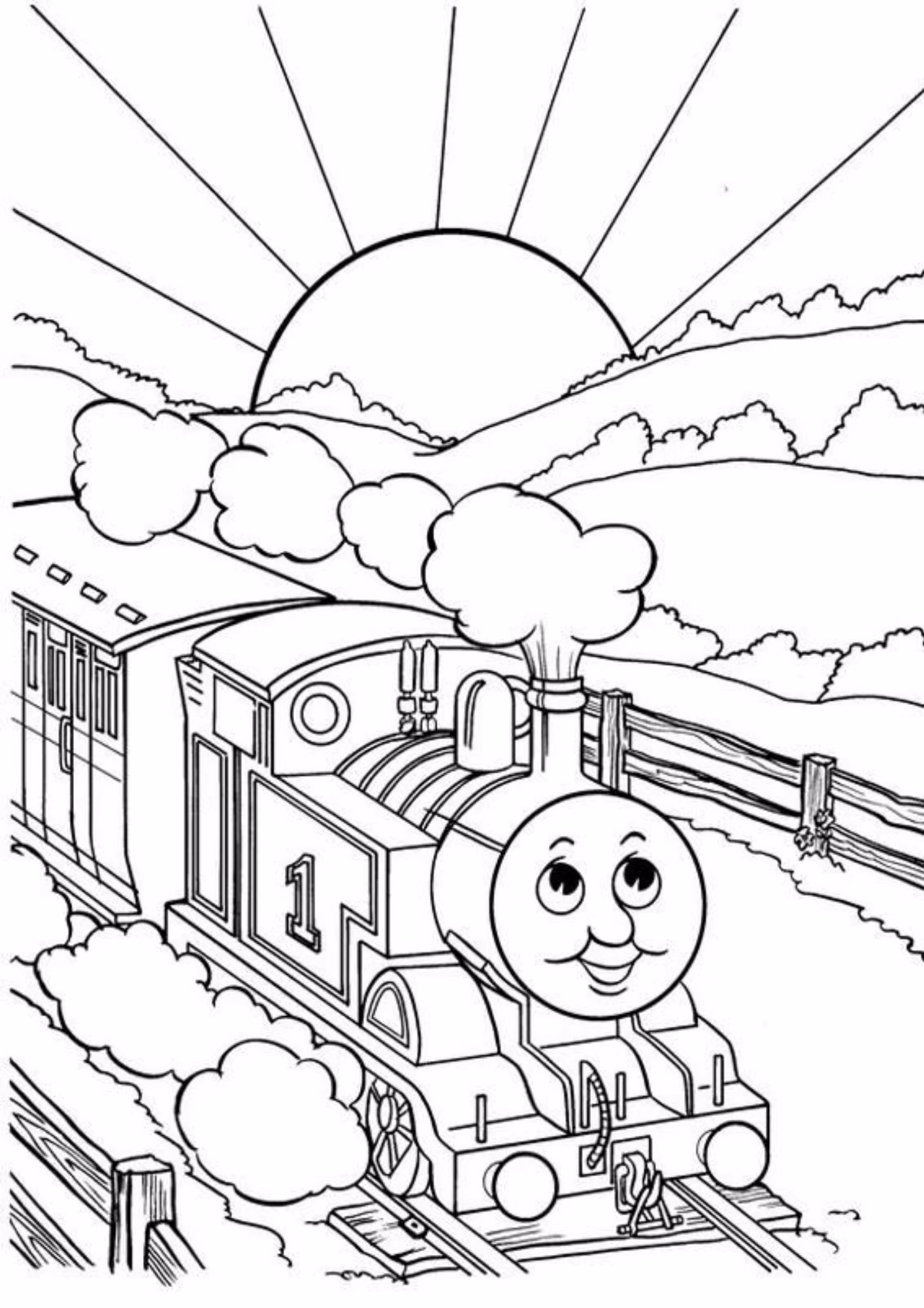 Bob o trem e para colorir — desenho para imprimir