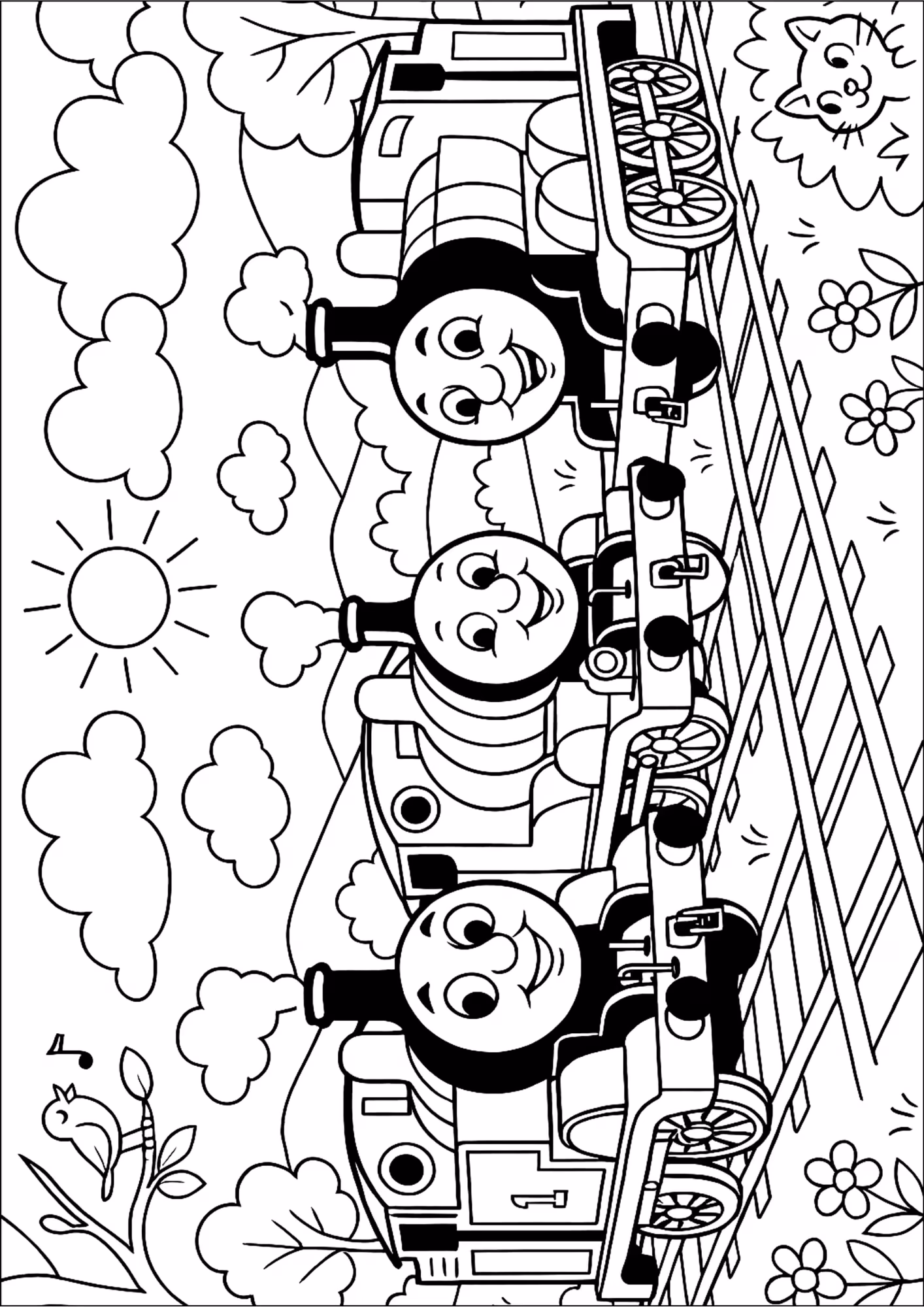 Bob o trem e para colorir — desenho para imprimir