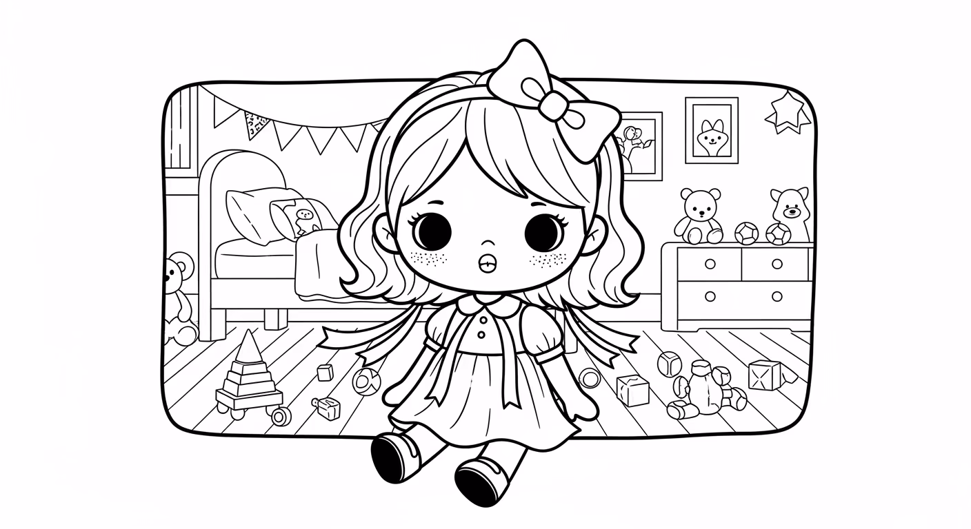 Boneca para colorir — desenho para imprimir