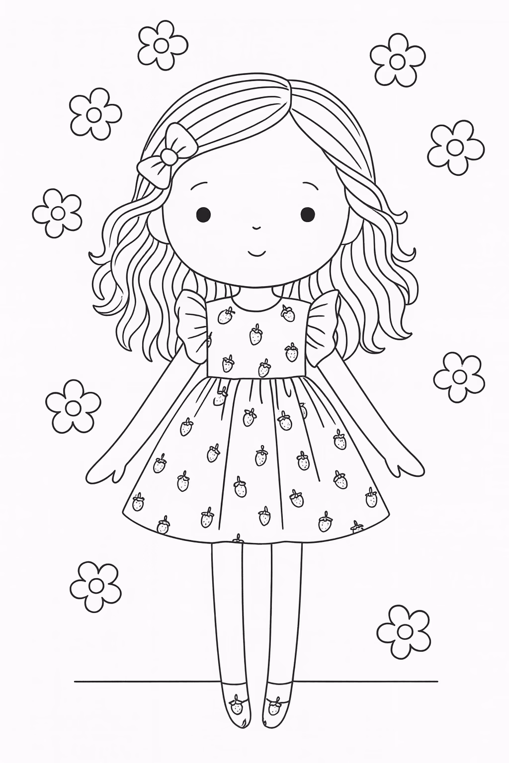 Boneca para colorir — desenho para imprimir
