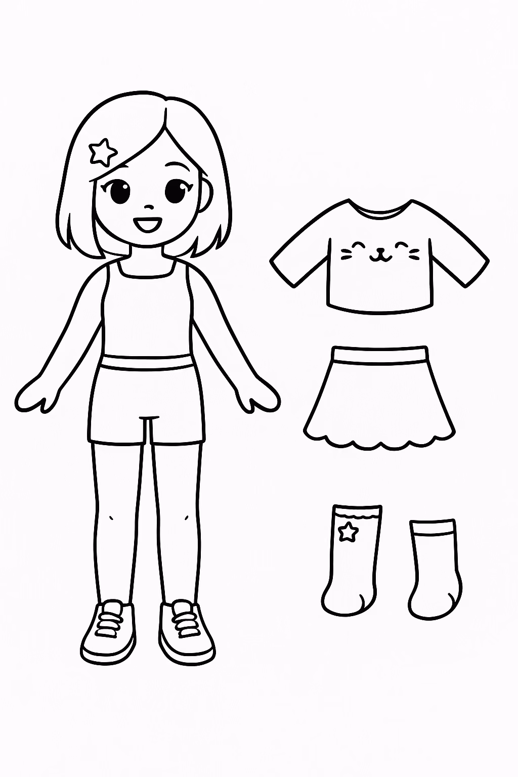 Boneca para colorir — desenho para imprimir