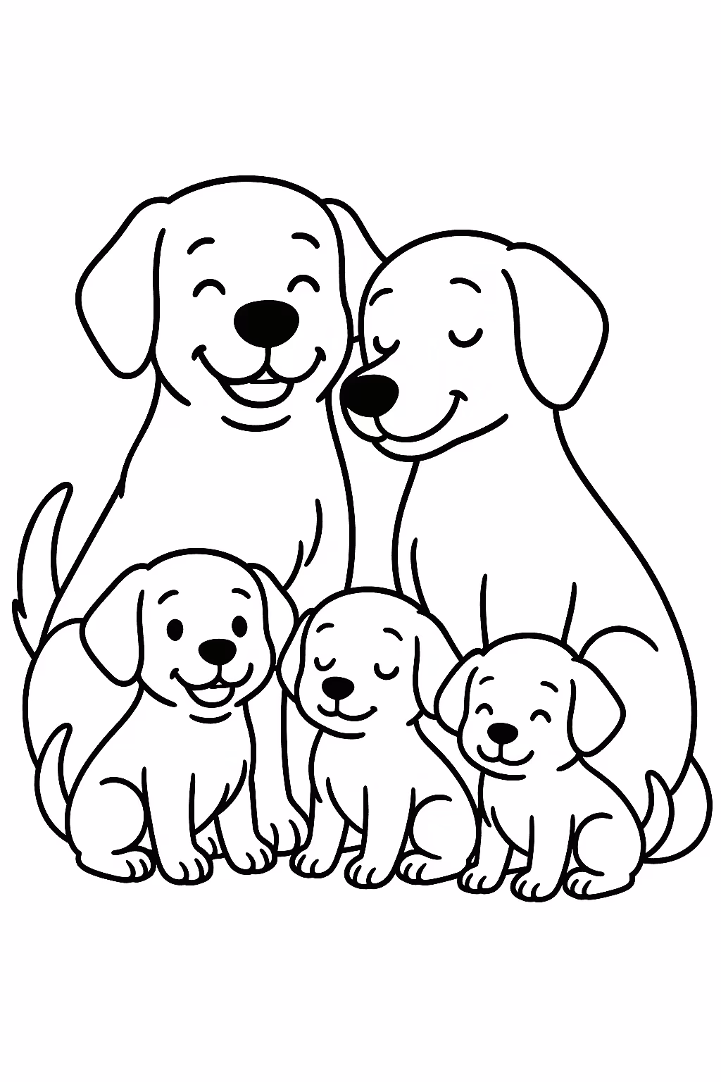 Cachorro familia para colorir — desenho para imprimir