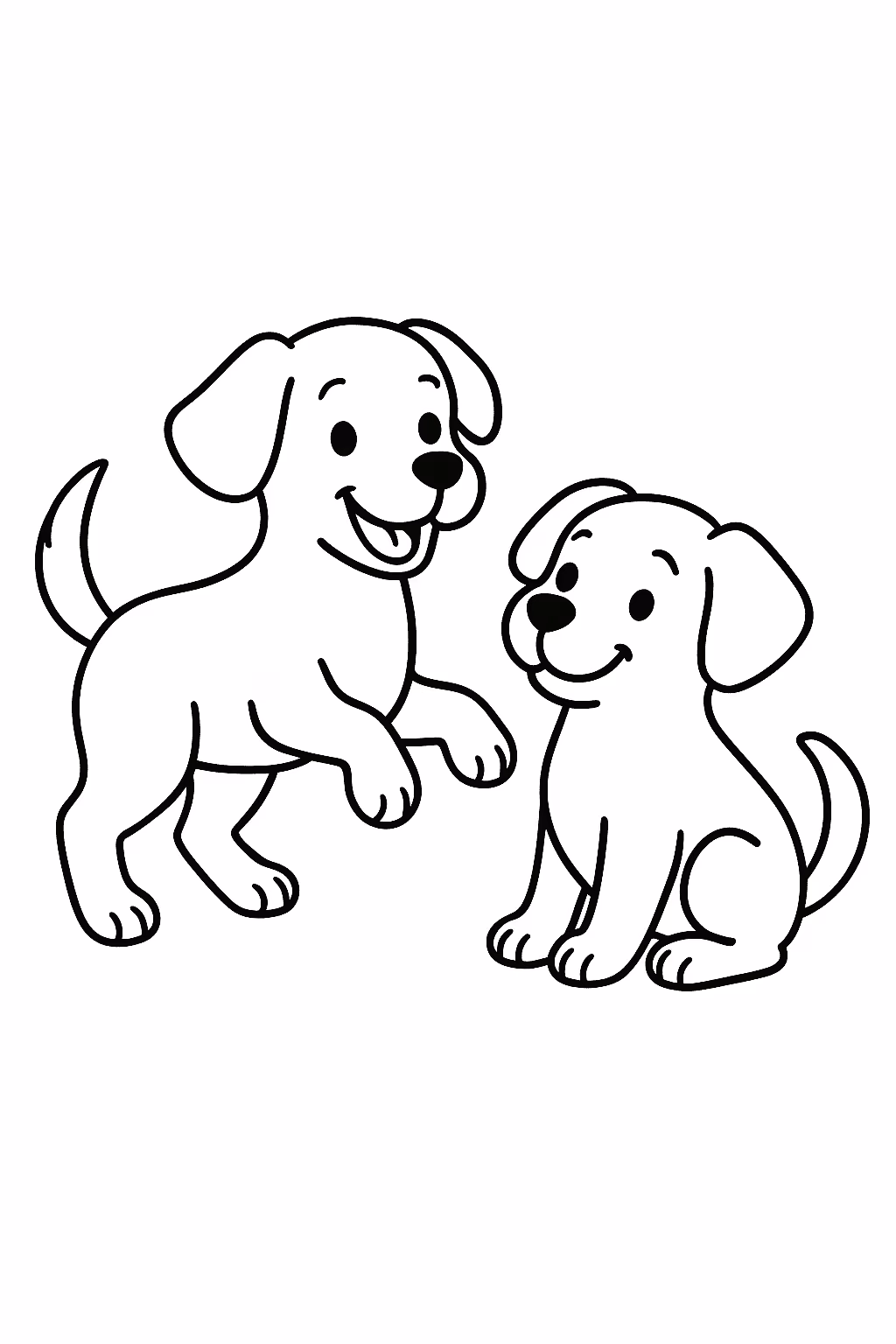 Cachorro amigos para colorir — desenho para imprimir