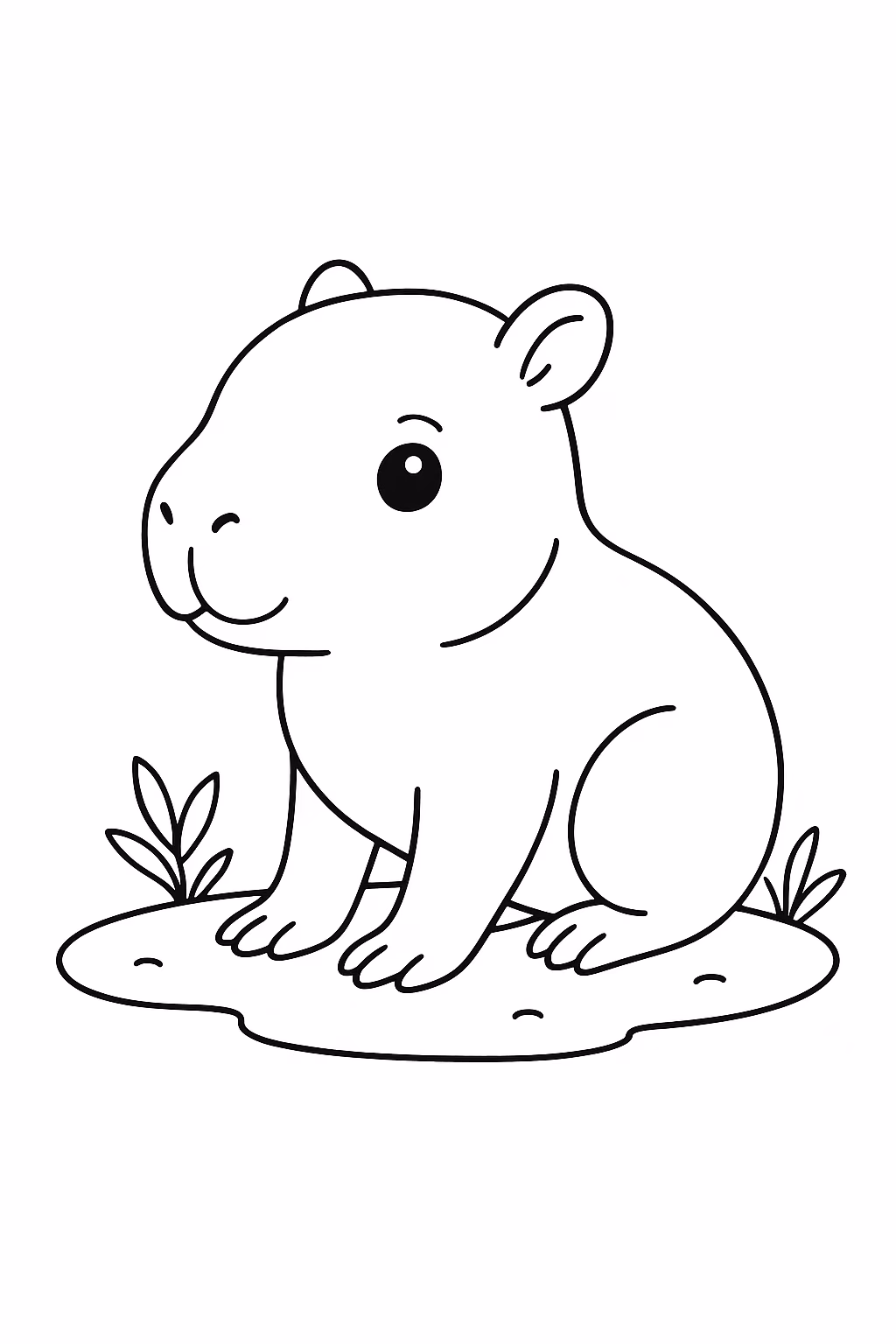 Capivara filhote para colorir — desenho para imprimir