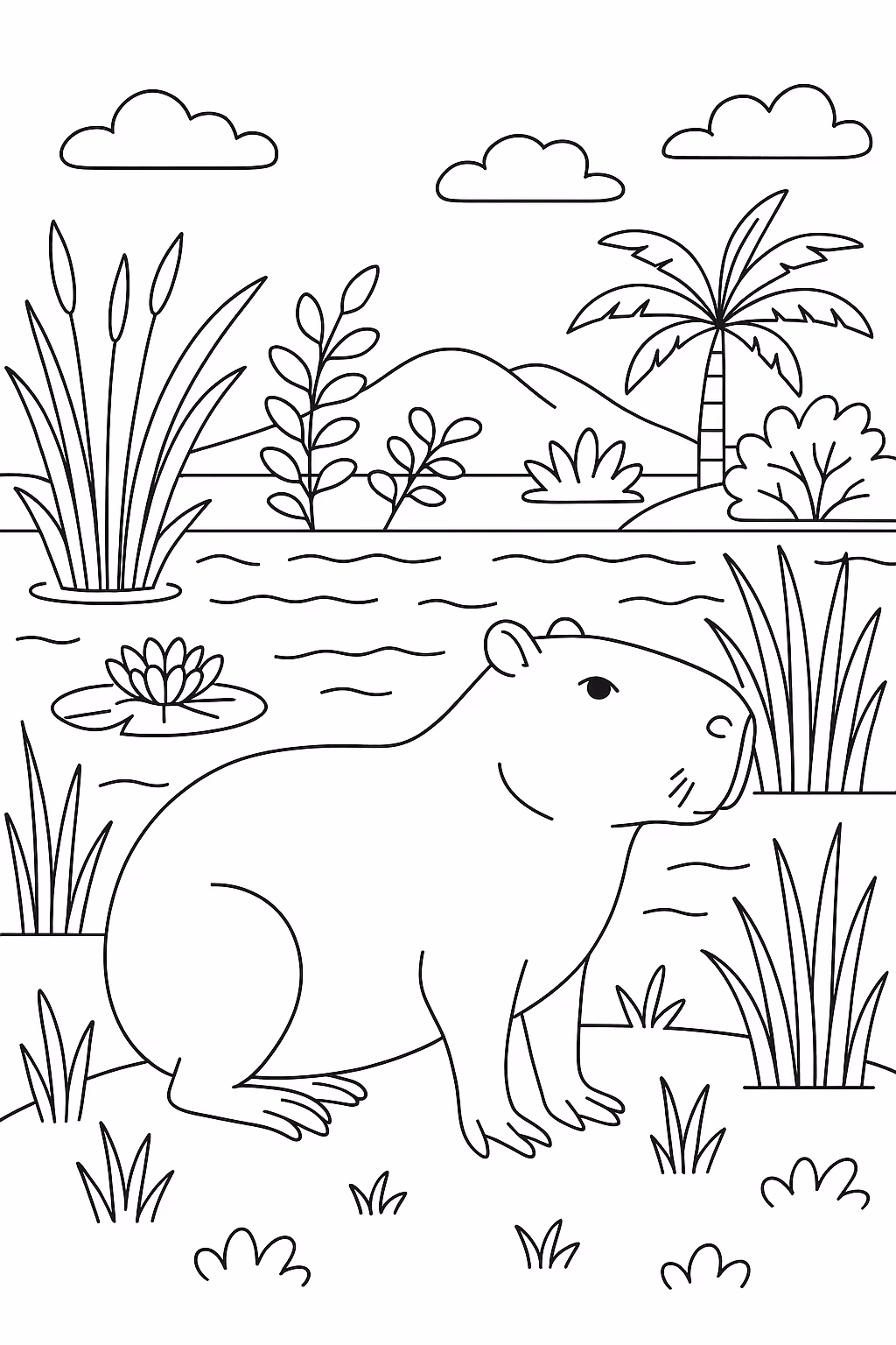 Capivara pantanal para colorir — desenho para imprimir