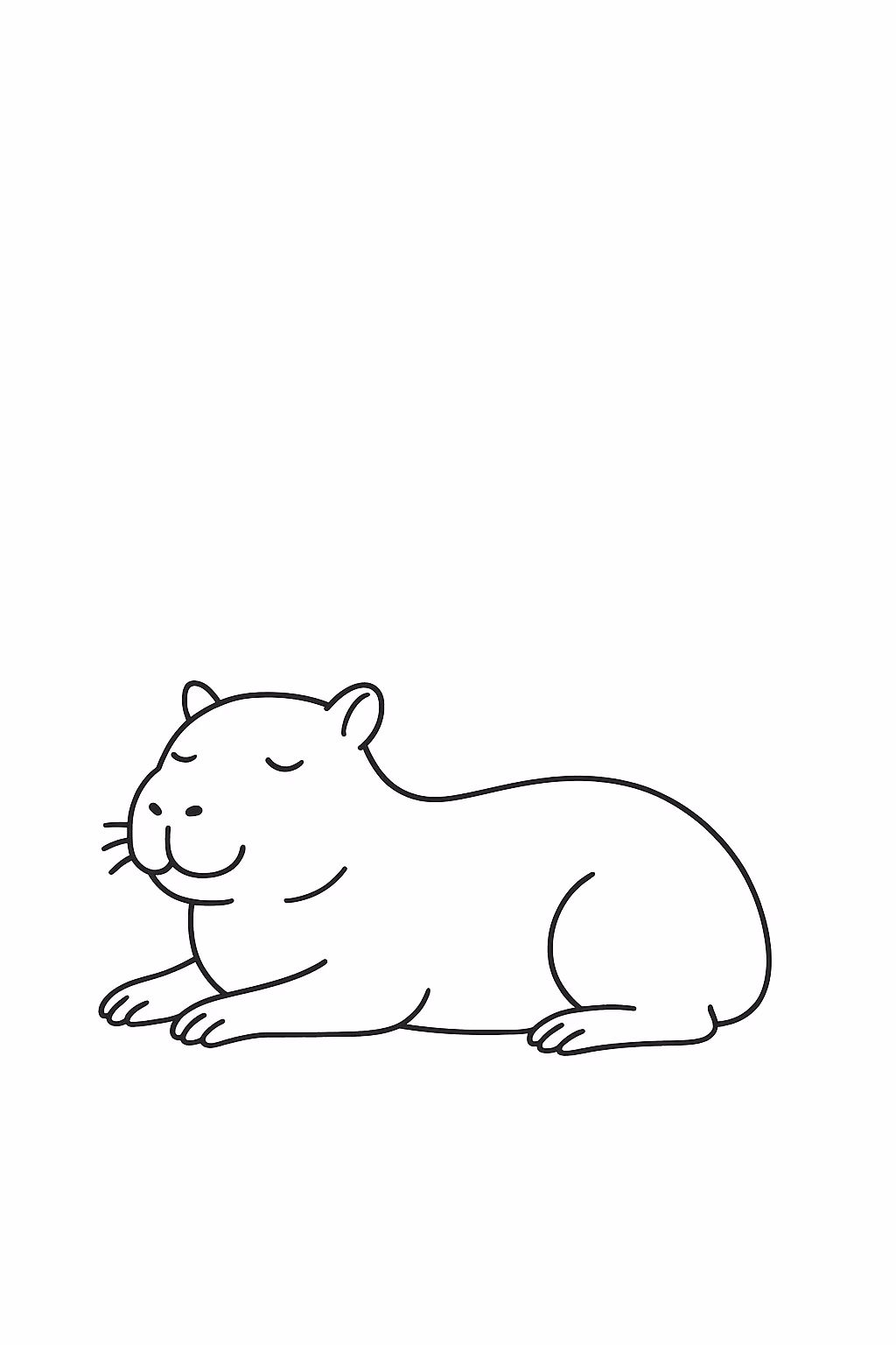 Capivara relaxando para colorir — desenho para imprimir