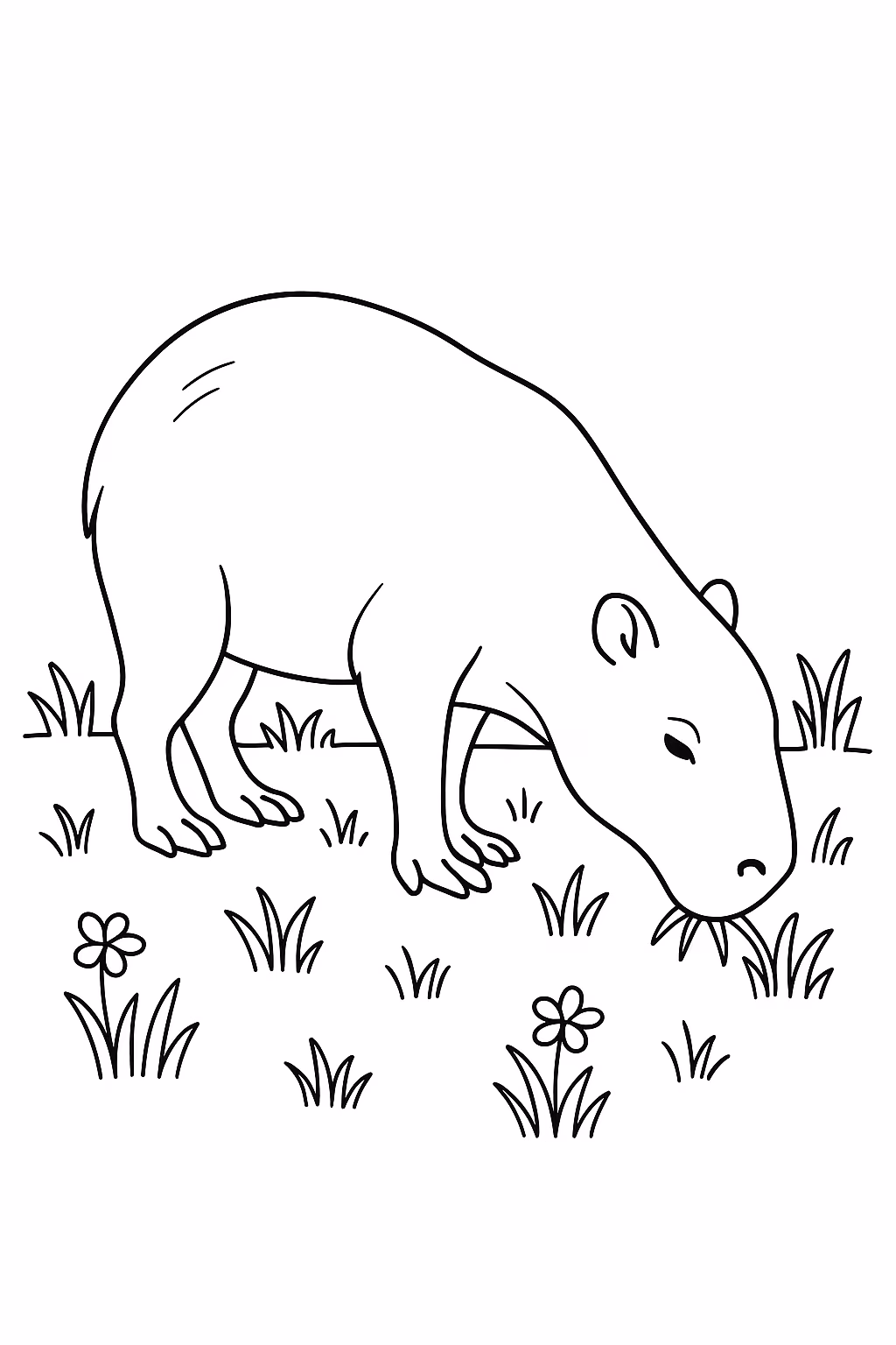 Capivara pastando para colorir — desenho para imprimir