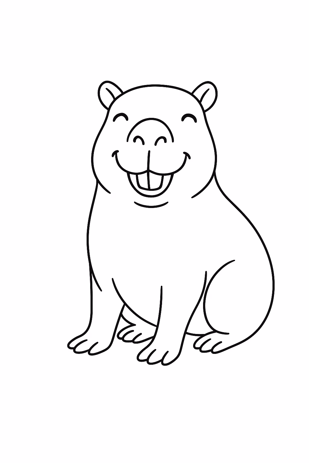 Capivara sorrindo para colorir — desenho para imprimir