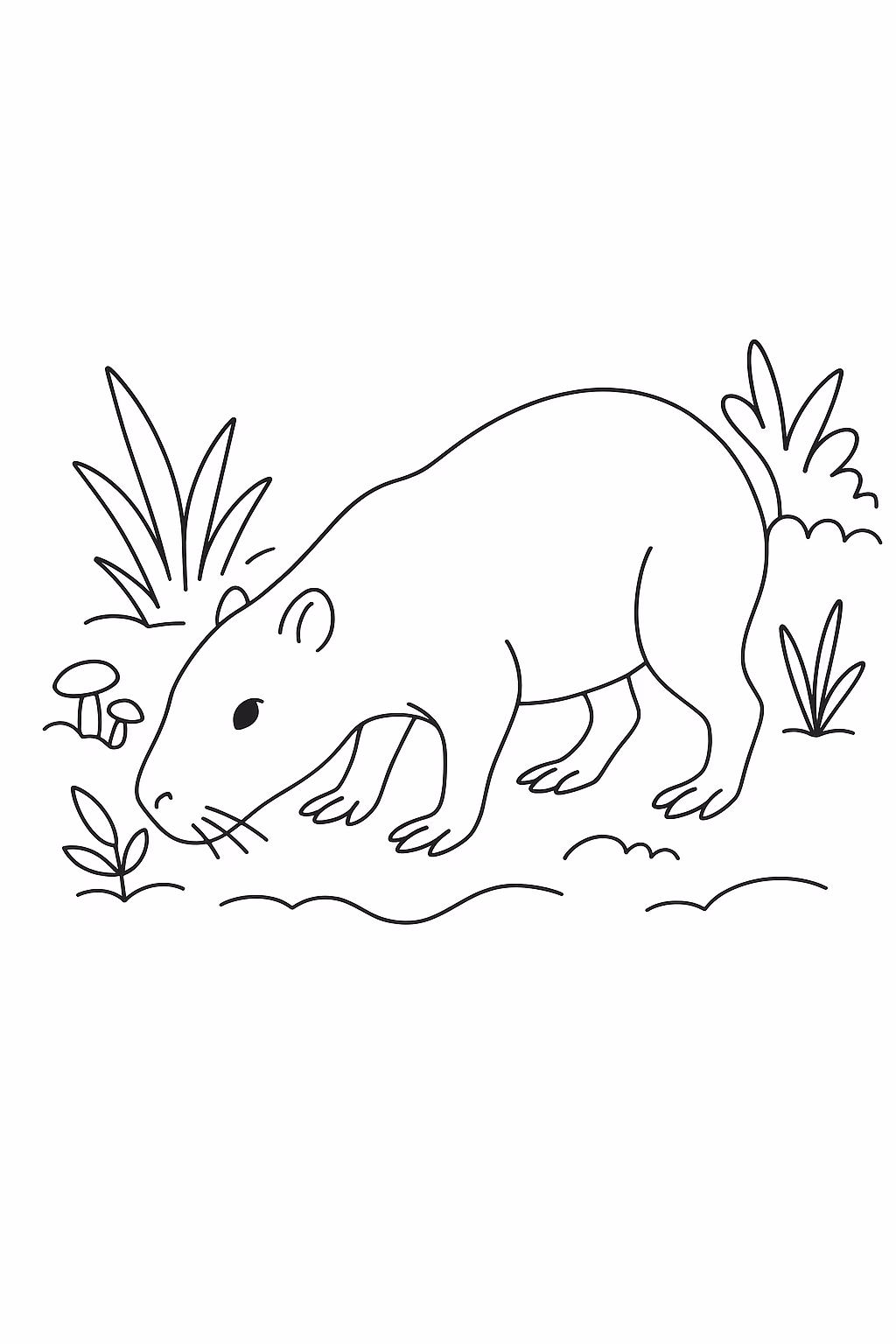 Capivara explorando para colorir — desenho para imprimir