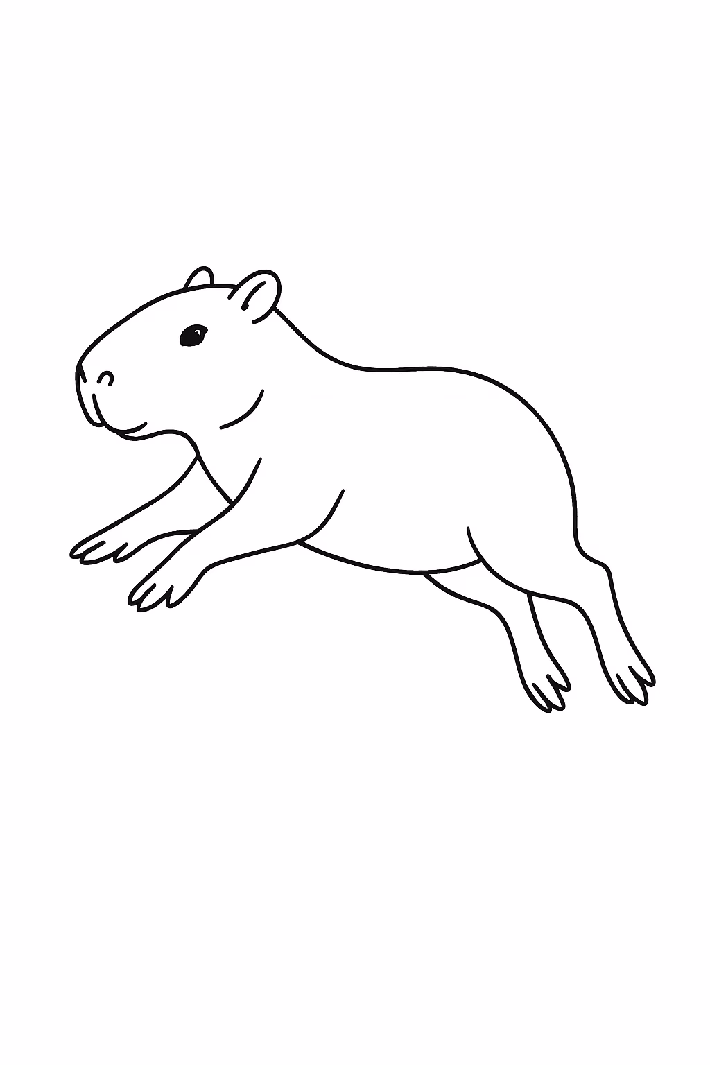 Capivara saltando para colorir — desenho para imprimir