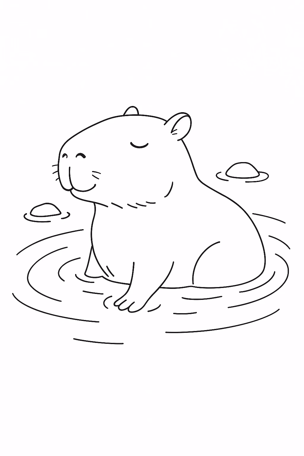 Capivara banho para colorir — desenho para imprimir
