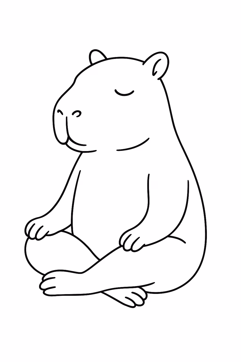 Capivara contemplando para colorir — desenho para imprimir