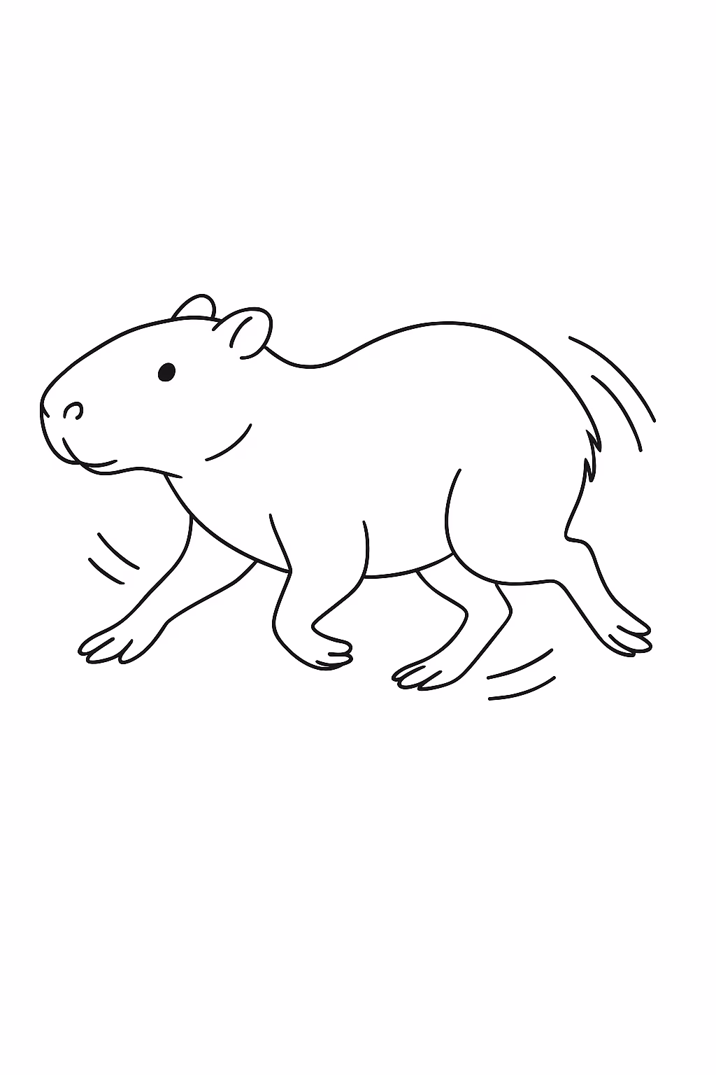 Capivara correndo para colorir — desenho para imprimir