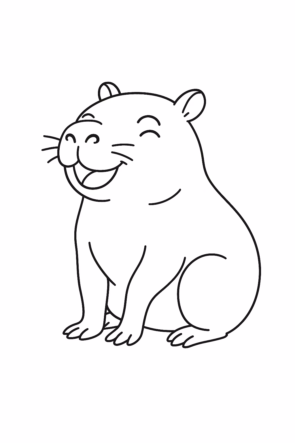 Capivara feliz para colorir — desenho para imprimir