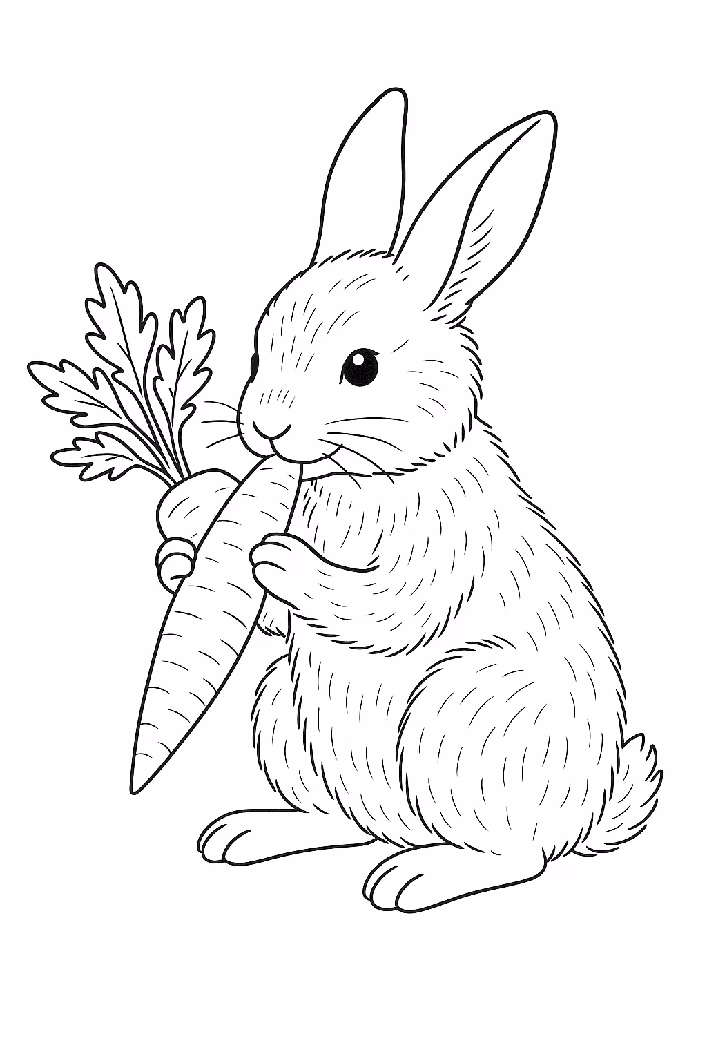 Coelho comendo para colorir — desenho para imprimir