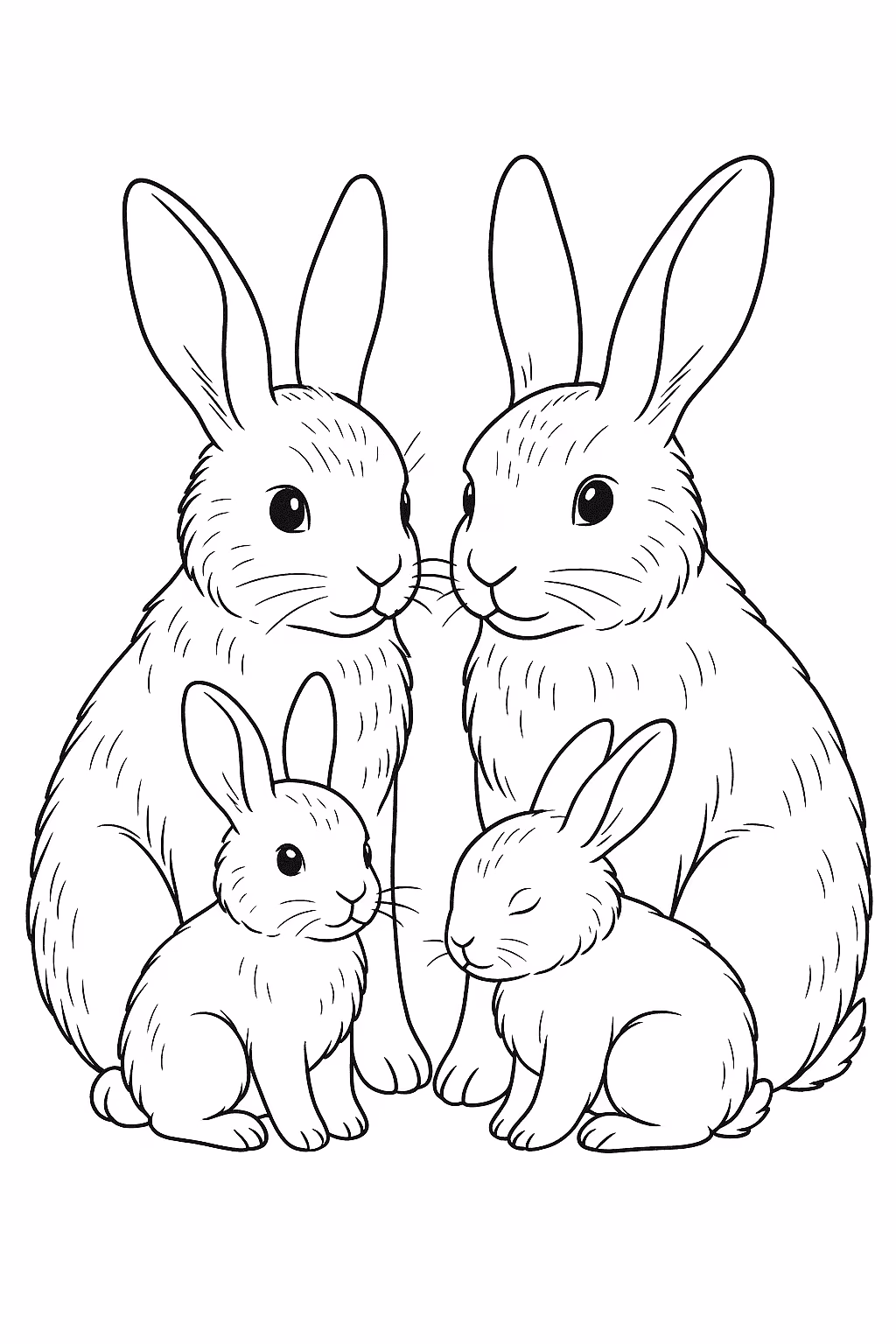 Coelho familia para colorir — desenho para imprimir