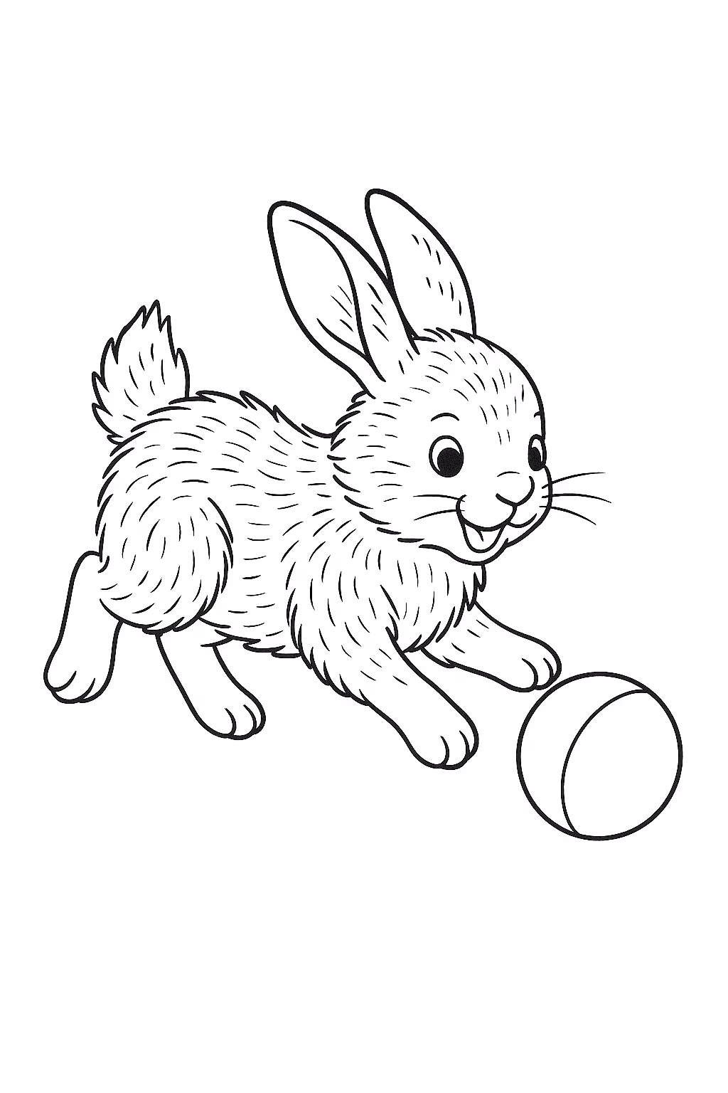 Coelho brincando para colorir — desenho para imprimir