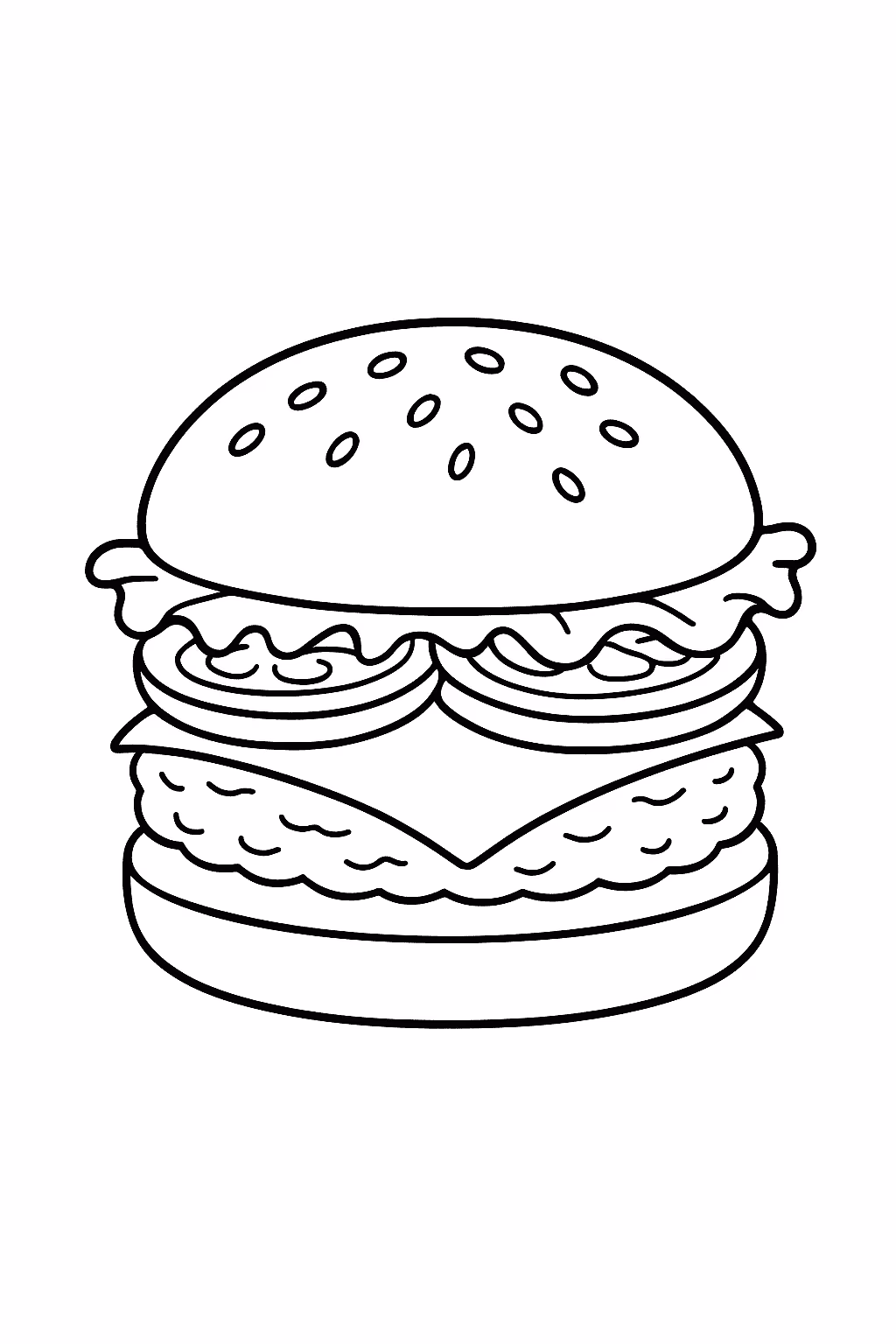 Comida hamburguer para colorir — desenho para imprimir