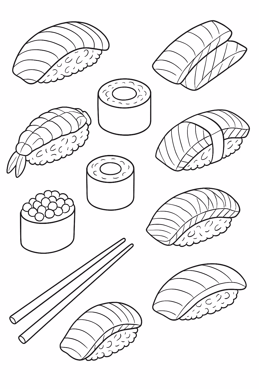 Comida sushi para colorir — desenho para imprimir