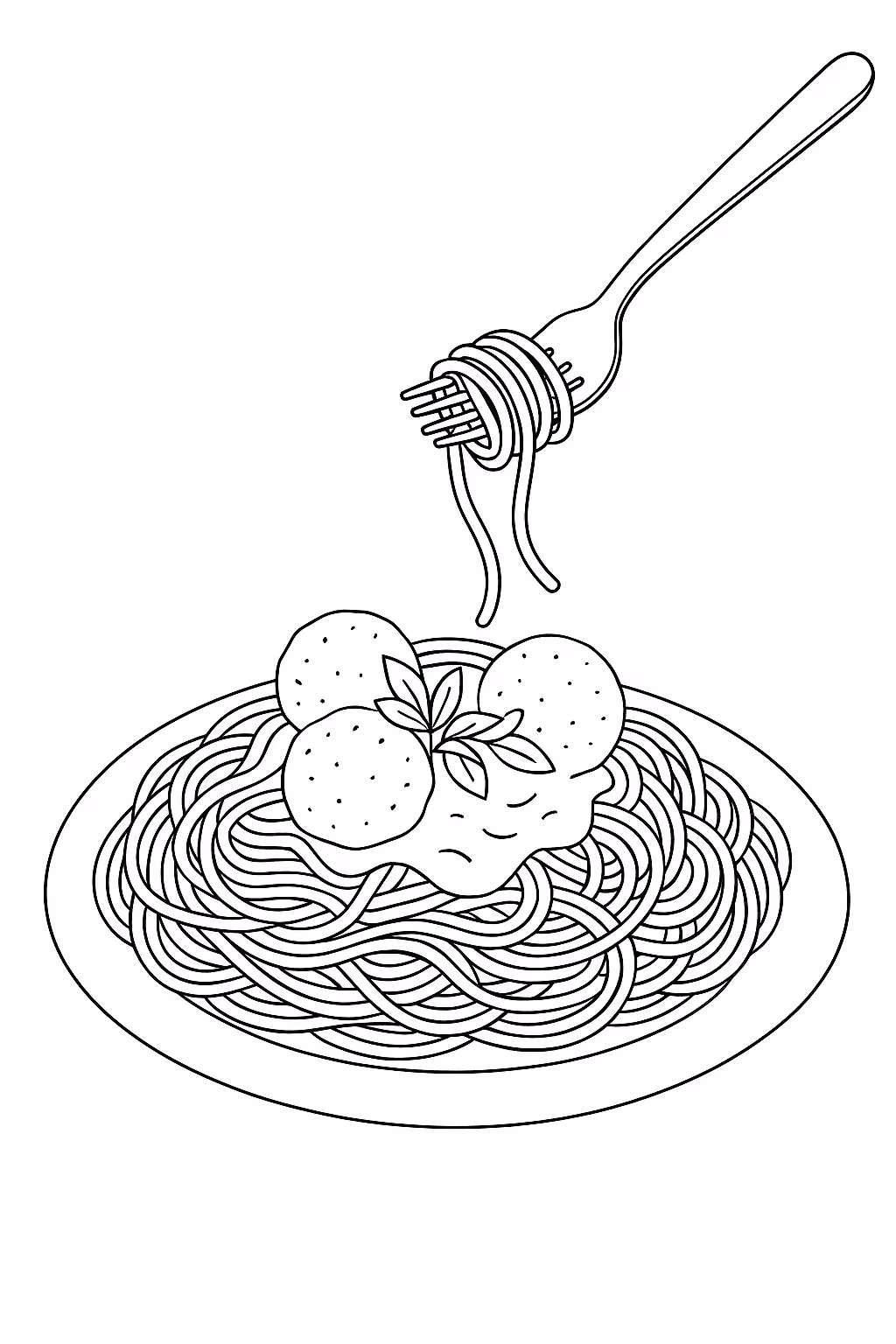 Comida espaguete para colorir — desenho para imprimir