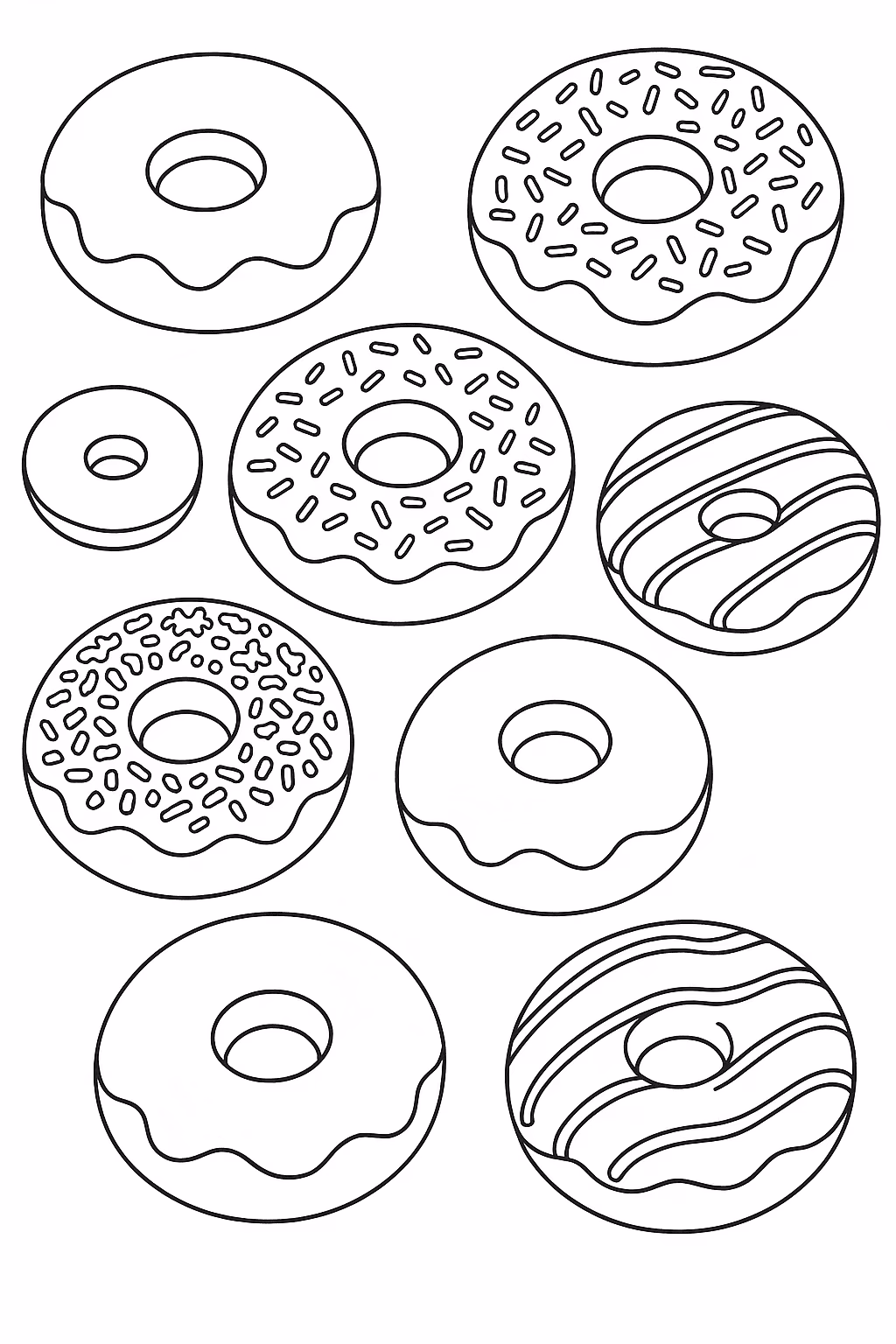 Comida donuts para colorir — desenho para imprimir